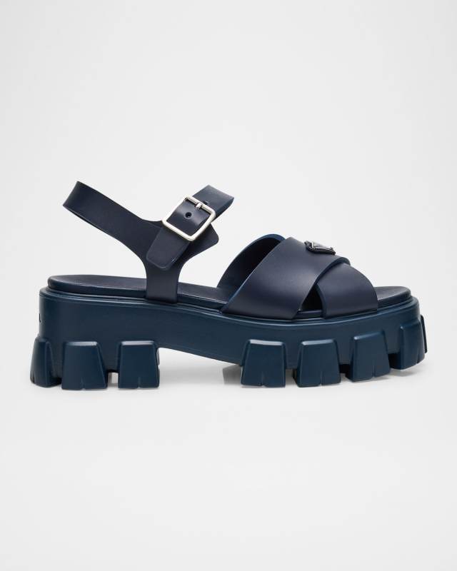 Monolith Crisscross Ankle-Strap Chunky Sandals